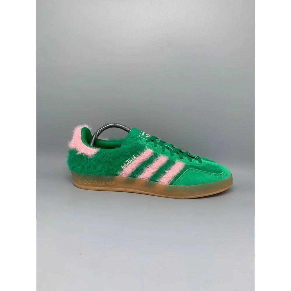 Adidas Gazelle Indoor W Green Pink Faux Fur Shoes JP8342 Women's Sz 10